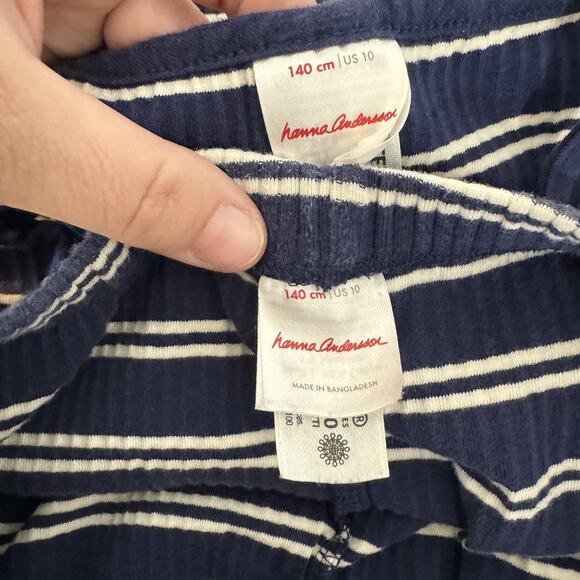 Hanna Andersson Girls Cotton Stretch Tank & Shorts Set Sz 10 Blue Striped Preppy - Picture 5 of 8